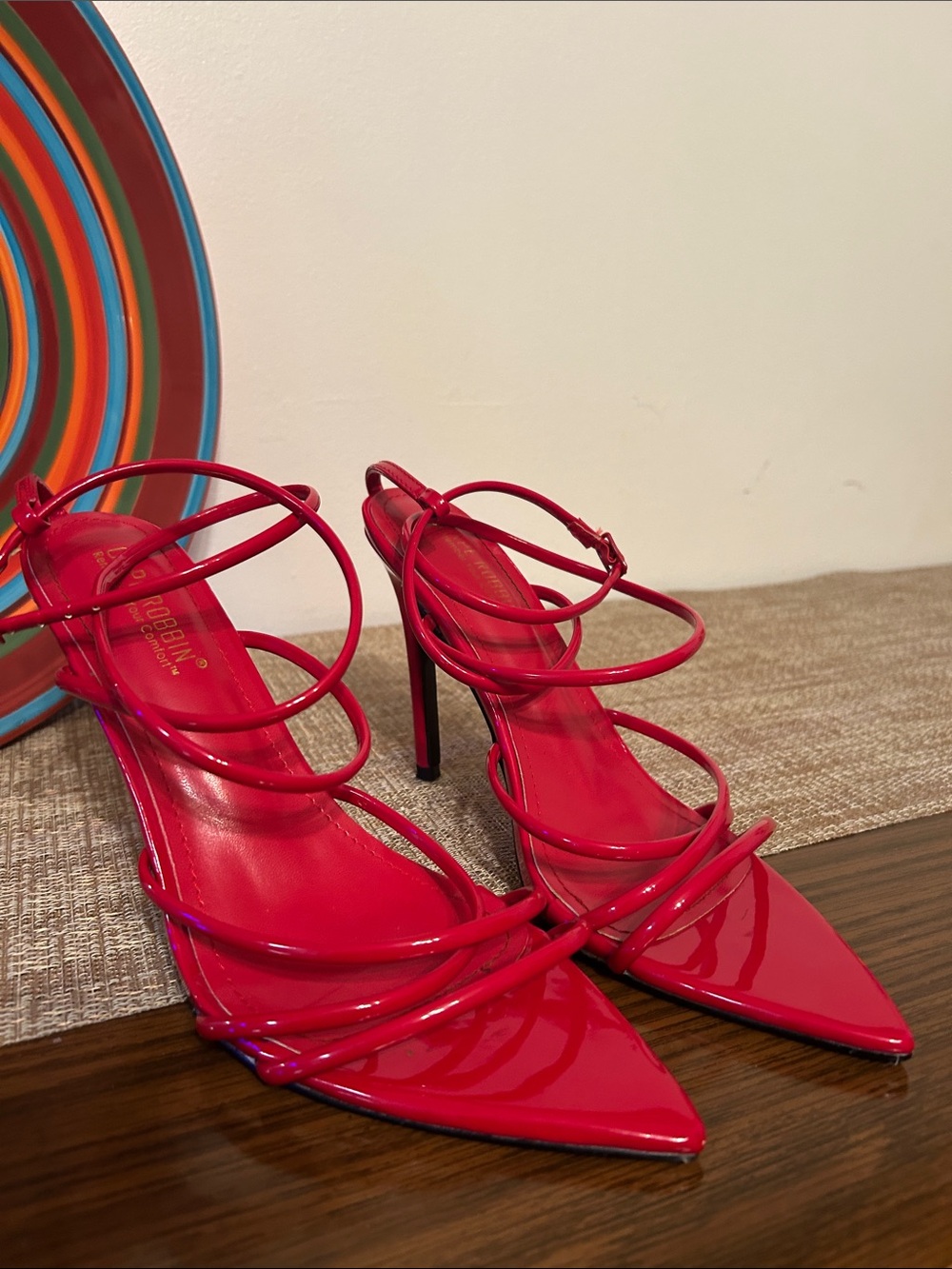 Cape Robbin Red Patent Strappy Pointed-Toe Stiletto Sandals
